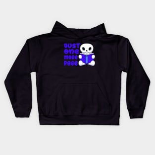 Just One More Page Cute Skull Reading a Book Kids Hoodie